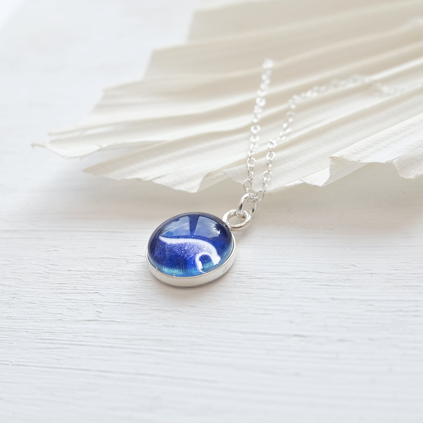 Sterling Silver Deep Sea Blue Wave Necklace