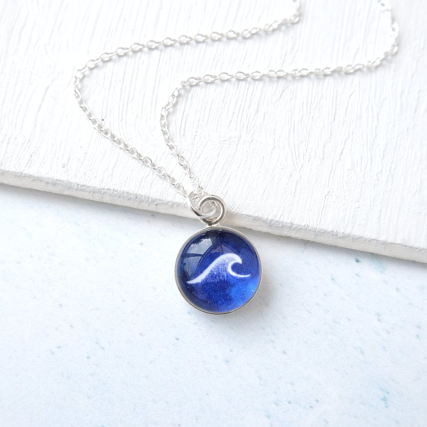 Sterling Silver Deep Sea Blue Wave Necklace