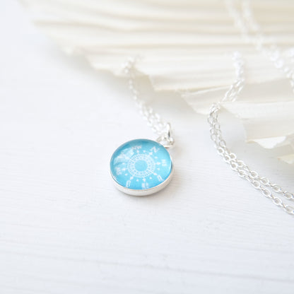 Sterling Silver Turquoise Blue Compass Necklace