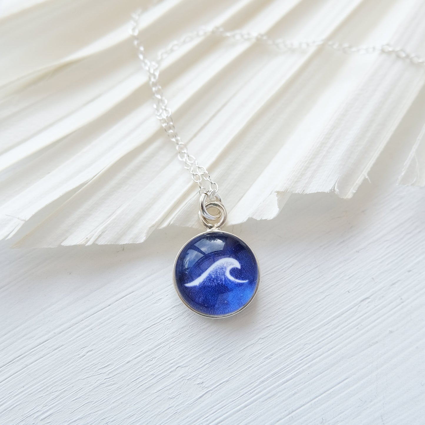 Sterling Silver Deep Sea Blue Wave Necklace