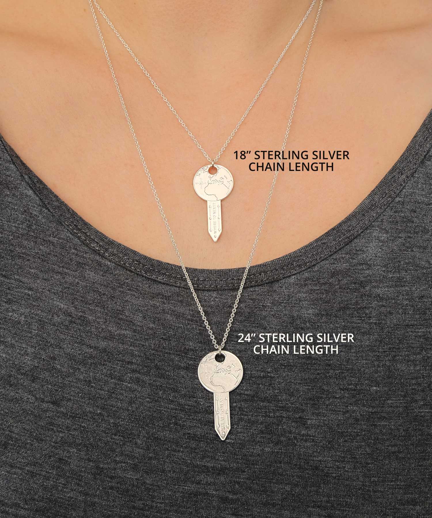 Key to the World Travel Necklace Chain Lengths Cassiopi