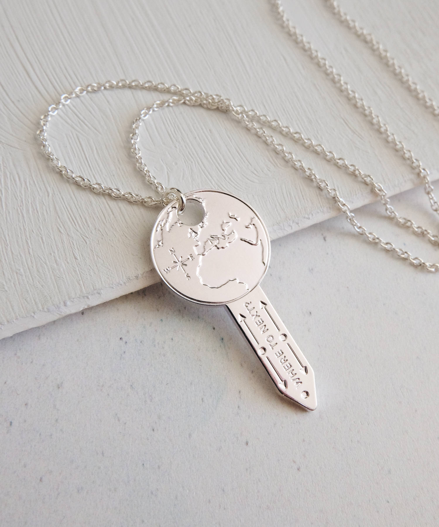 Key to the World Travel Necklace Detail Cassiopi
