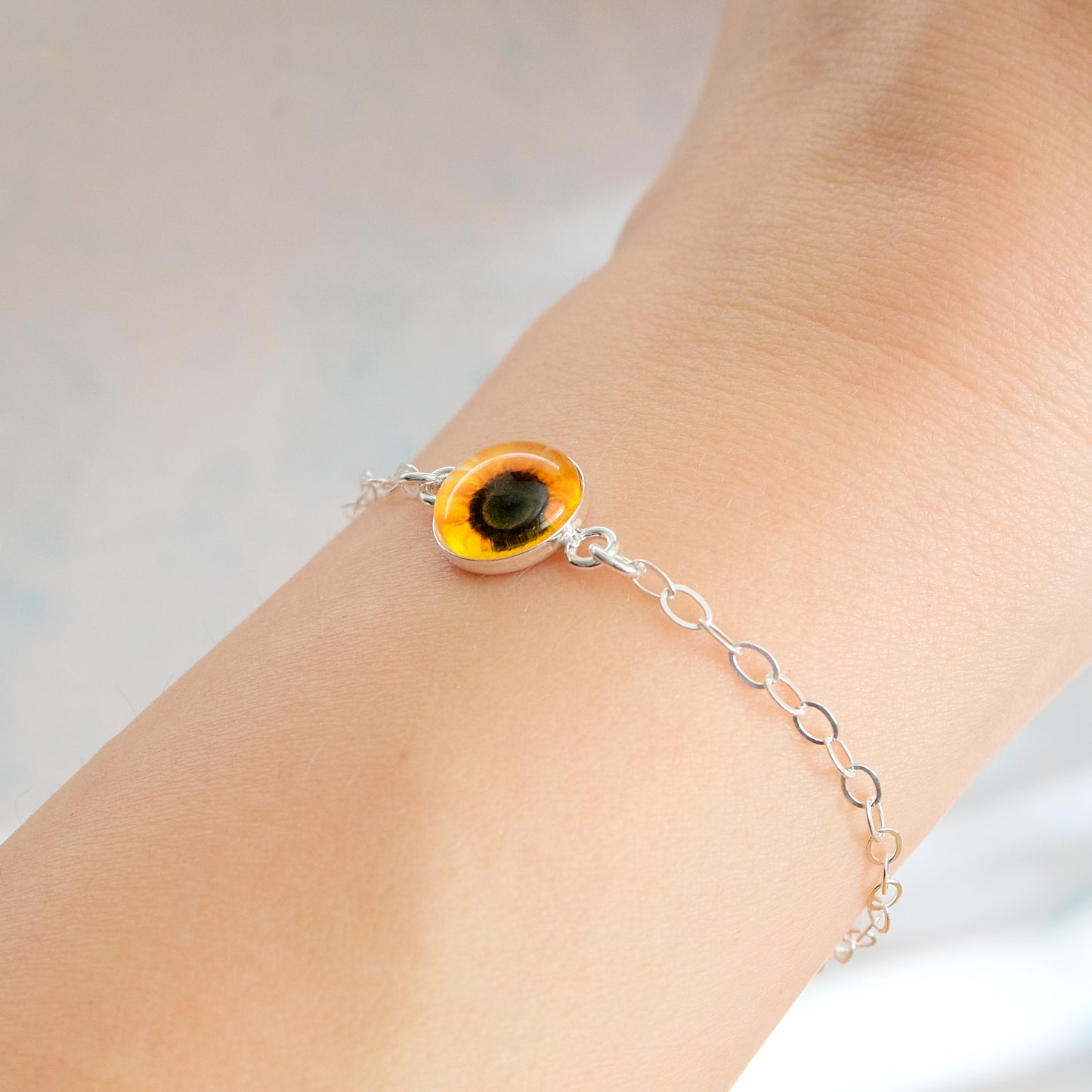 Adjustable Sterling Silver Sunflower Bracelet
