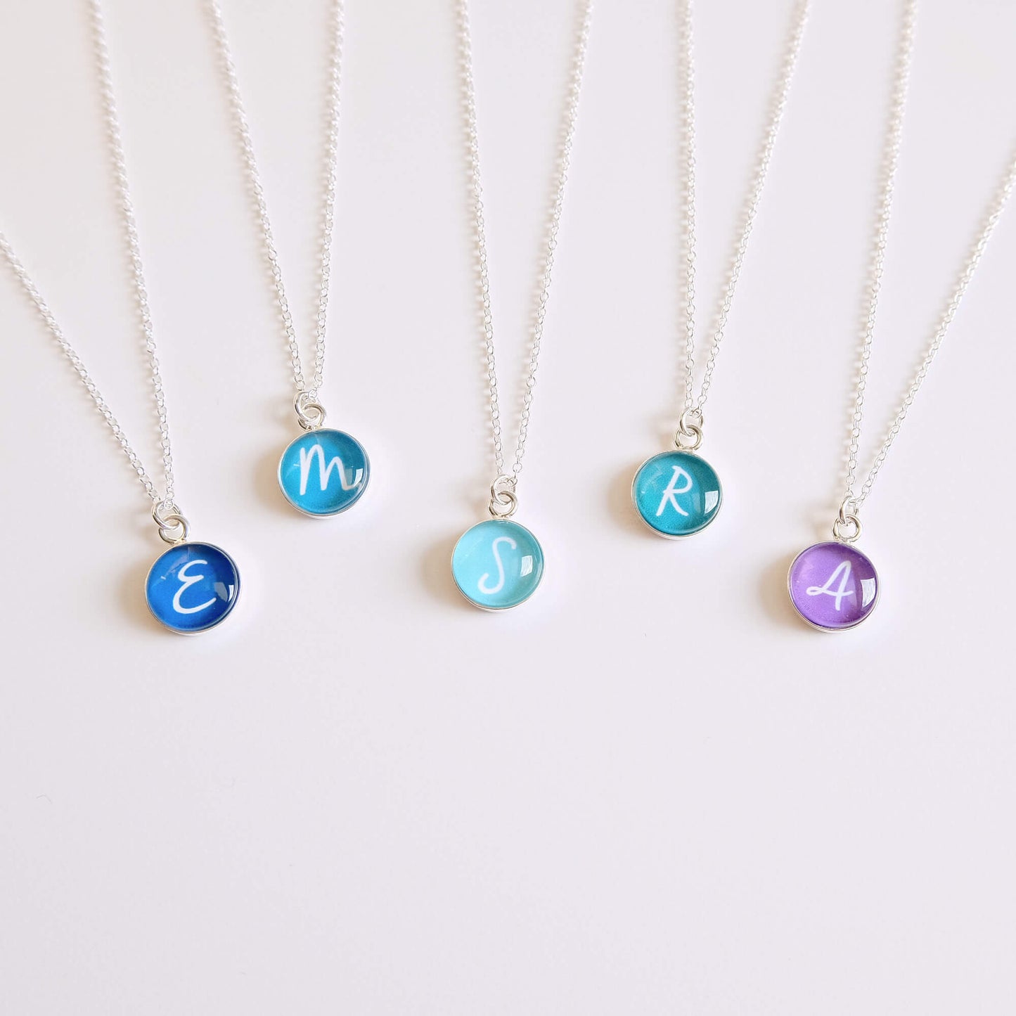 Sterling Silver Colour and Initial Necklace