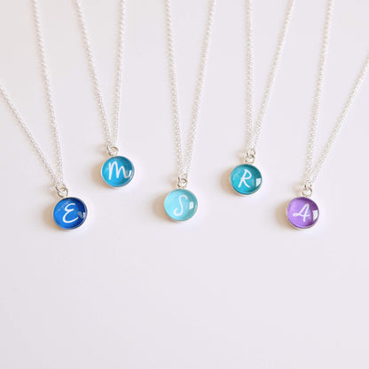 Sterling Silver Colour and Initial Necklace