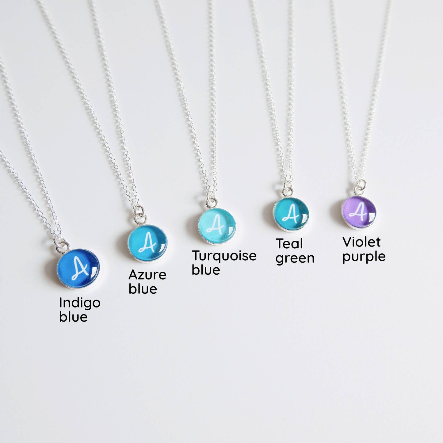 Sterling Silver Colour and Initial Necklace