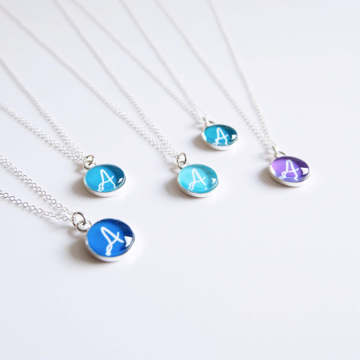 Sterling Silver Colour and Initial Necklace