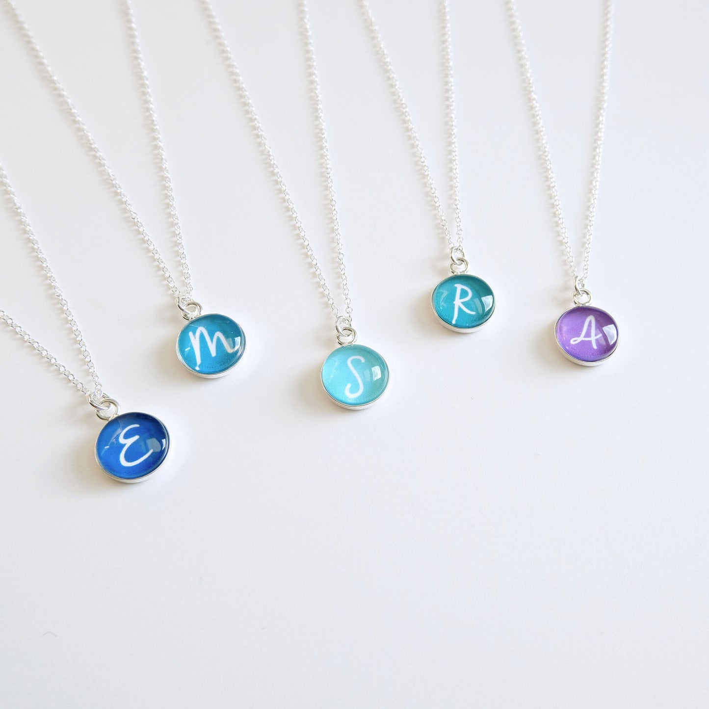Sterling Silver Colour and Initial Necklace