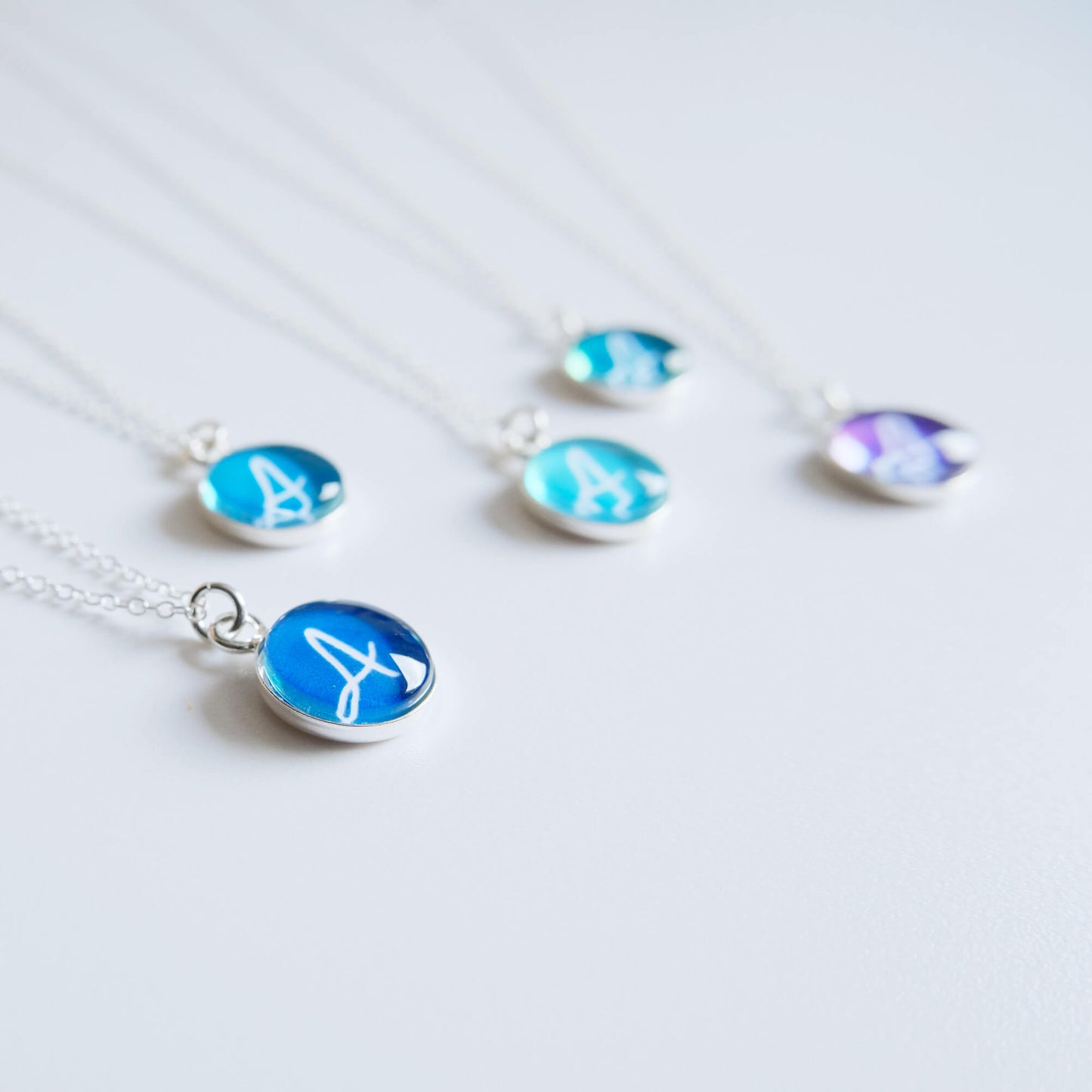 Sterling Silver Colour and Initial Necklace