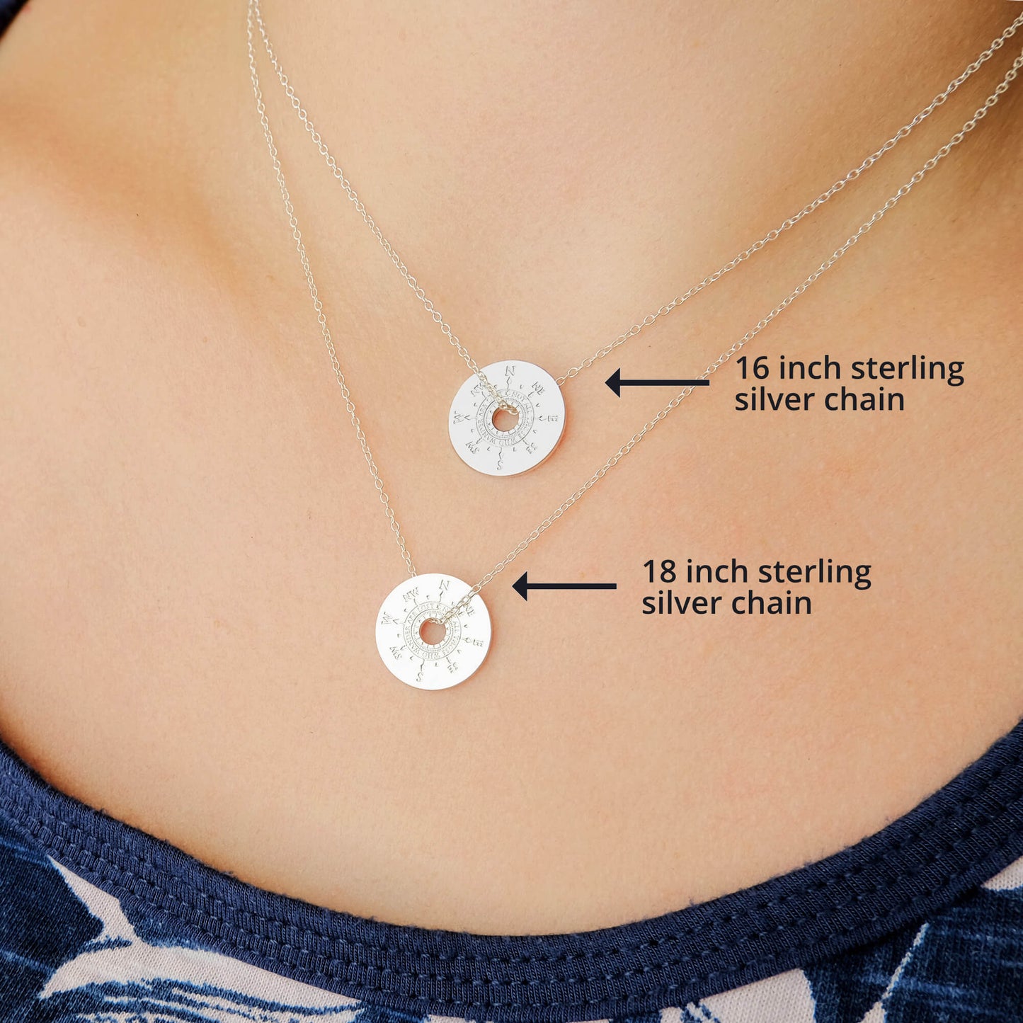 Silver Compass Necklace - Where to Next?