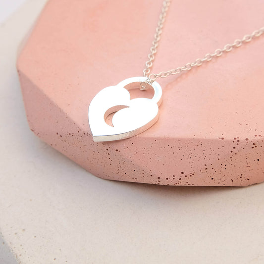 Love Lock Heart Necklace - Love You To The Moon And Back