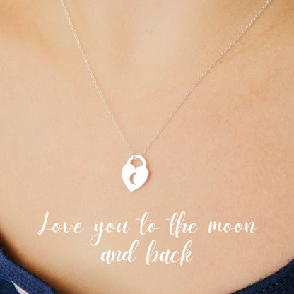 Love Lock Heart Necklace - Love You To The Moon And Back