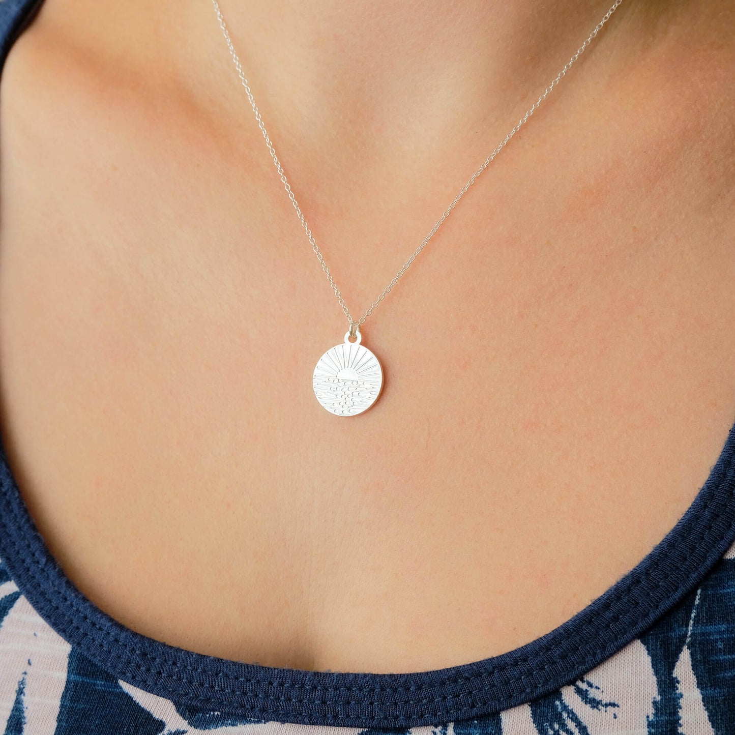 Sterling Silver Happy Place Ocean Necklace