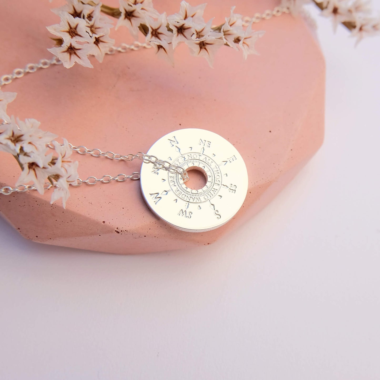 Silver Compass Necklace - Where to Next?