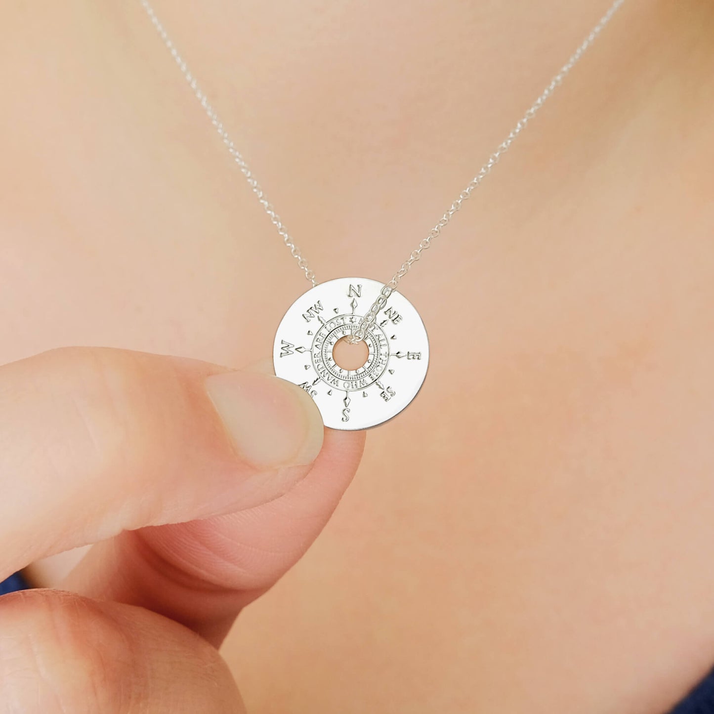 Silver Compass Necklace - Where to Next?