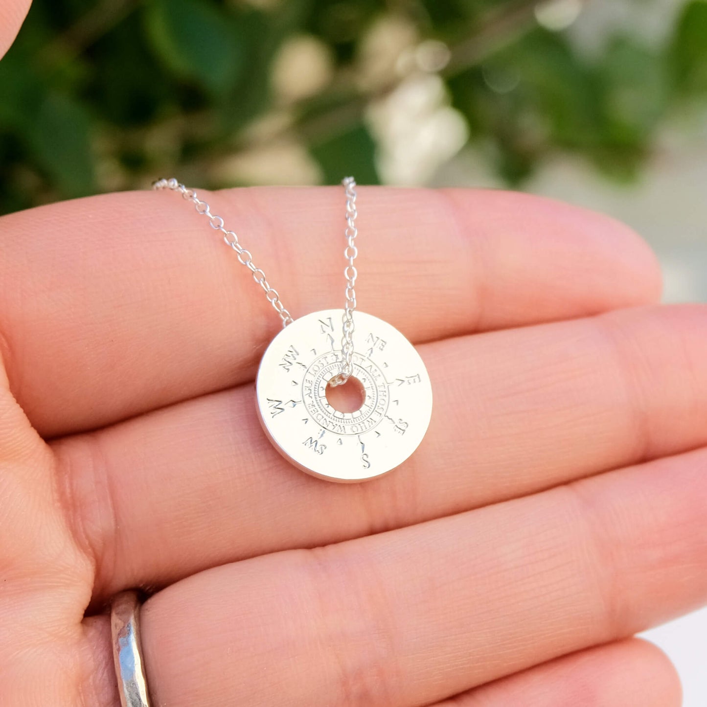 Silver Compass Necklace - Where to Next?