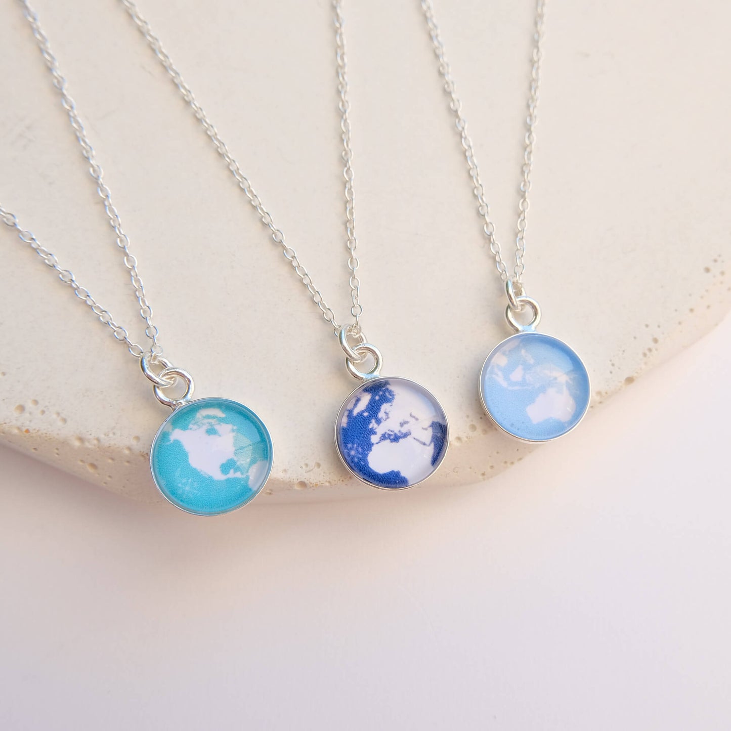 Sterling Silver World Map Necklace