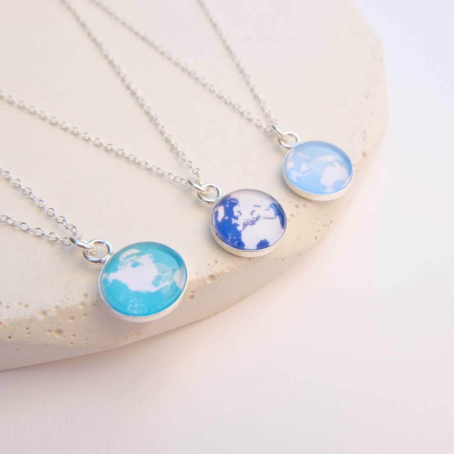 Sterling Silver World Map Necklace