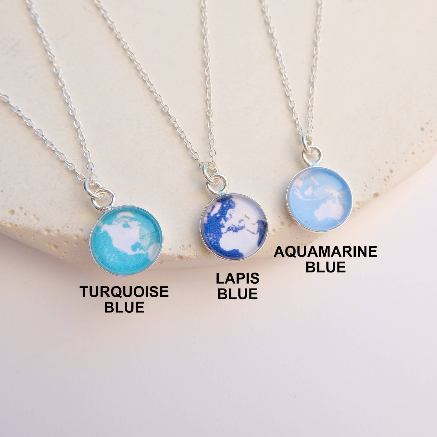 Sterling Silver World Map Necklace