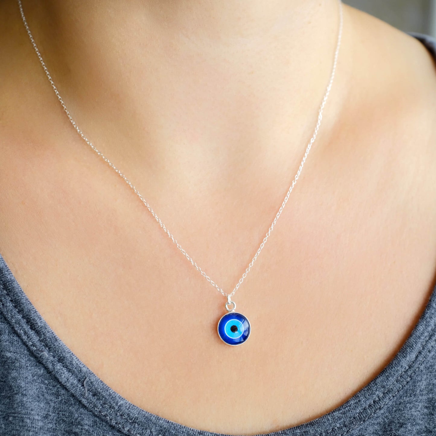 Sterling Silver Evil Eye Necklace