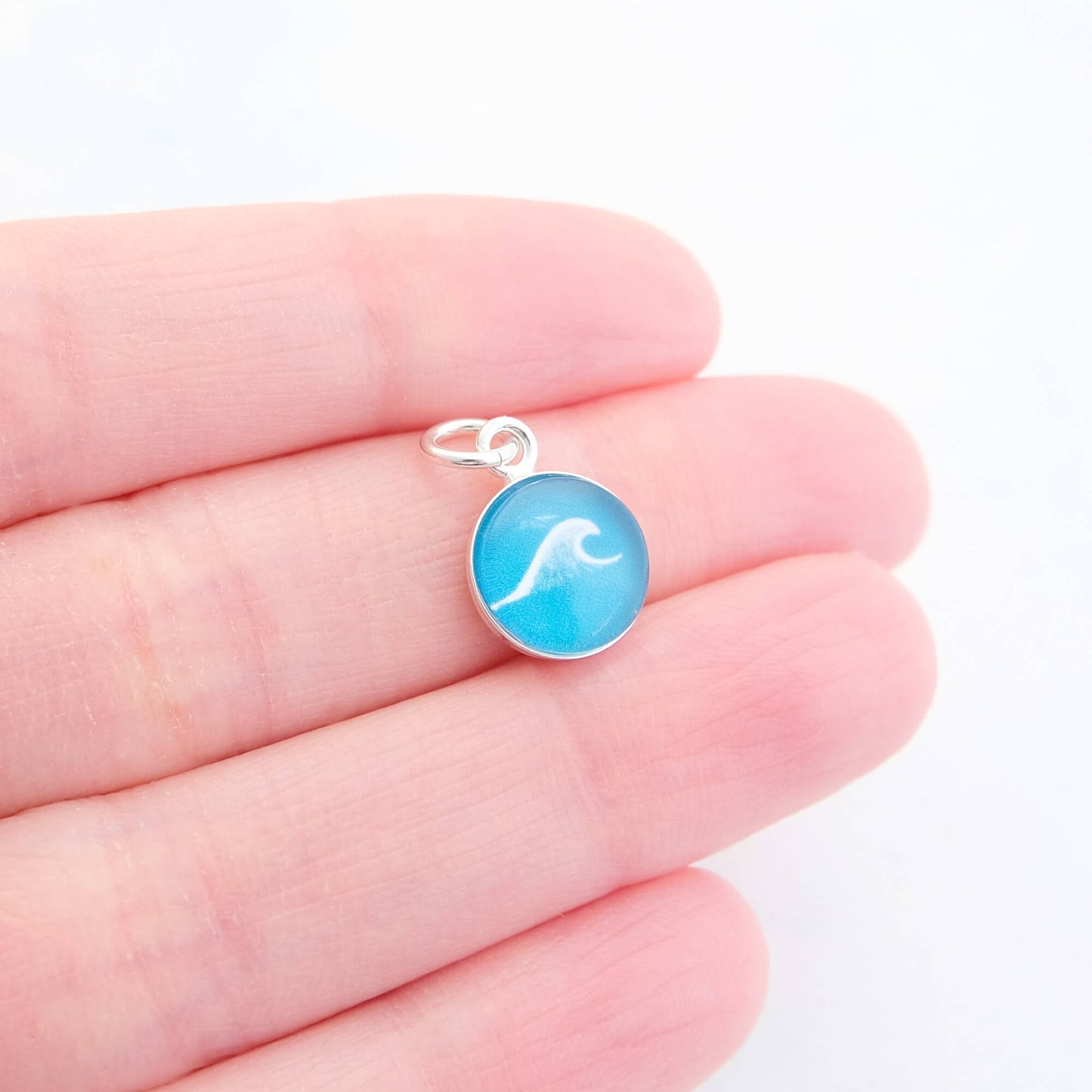 Sea Glass Green Sterling Silver Wave Charm