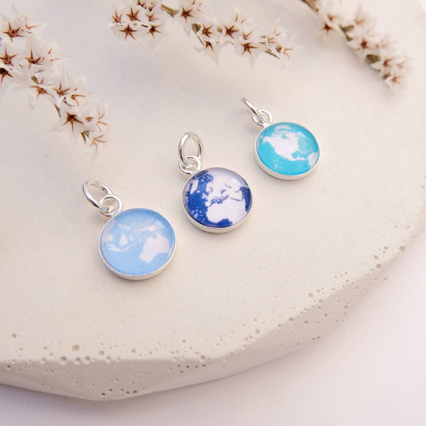 Sterling Silver World Map Charm