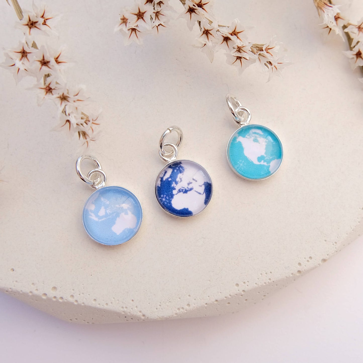 Sterling Silver World Map Charm