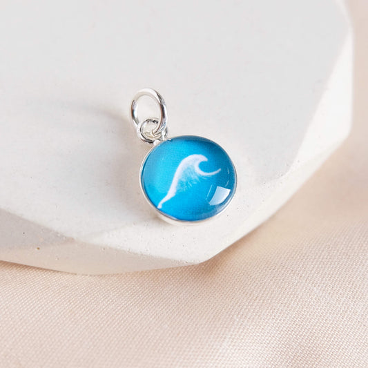 Lagoon Blue Sterling Silver Wave Charm