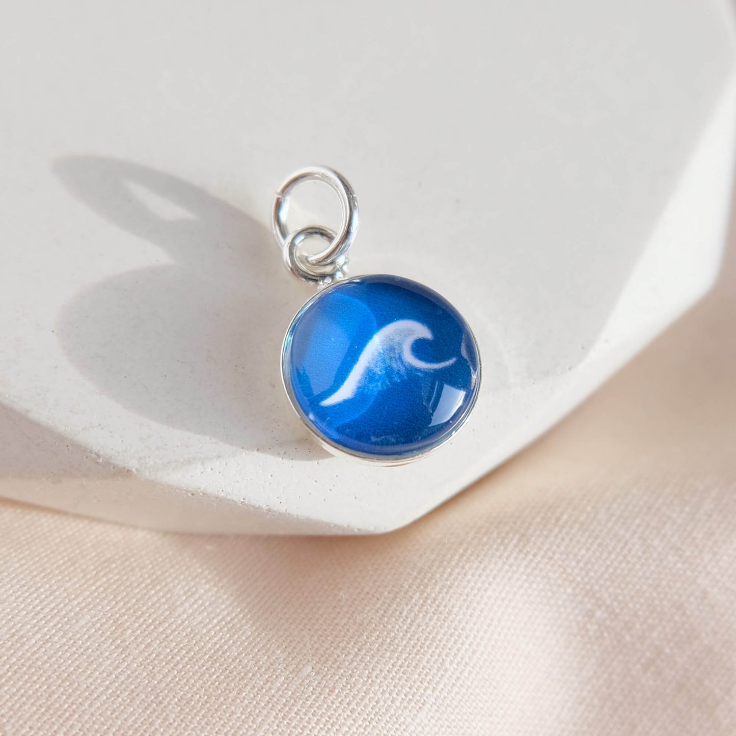 Sea Glass Green Sterling Silver Wave Charm