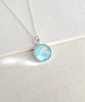 Sterling Silver Wave Necklace - Sea Glass Green