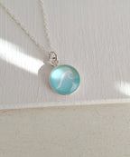 Sterling Silver Wave Necklace - Sea Glass Green