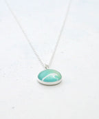 Sterling Silver Wave Necklace - Sea Glass Green
