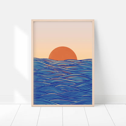 Abstract Ocean Sunset Art Print