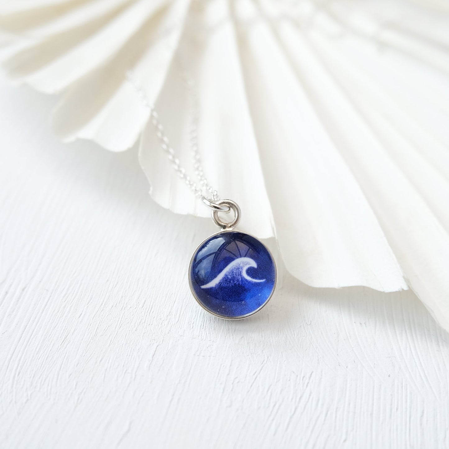 Sterling Silver Deep Sea Blue Wave Necklace