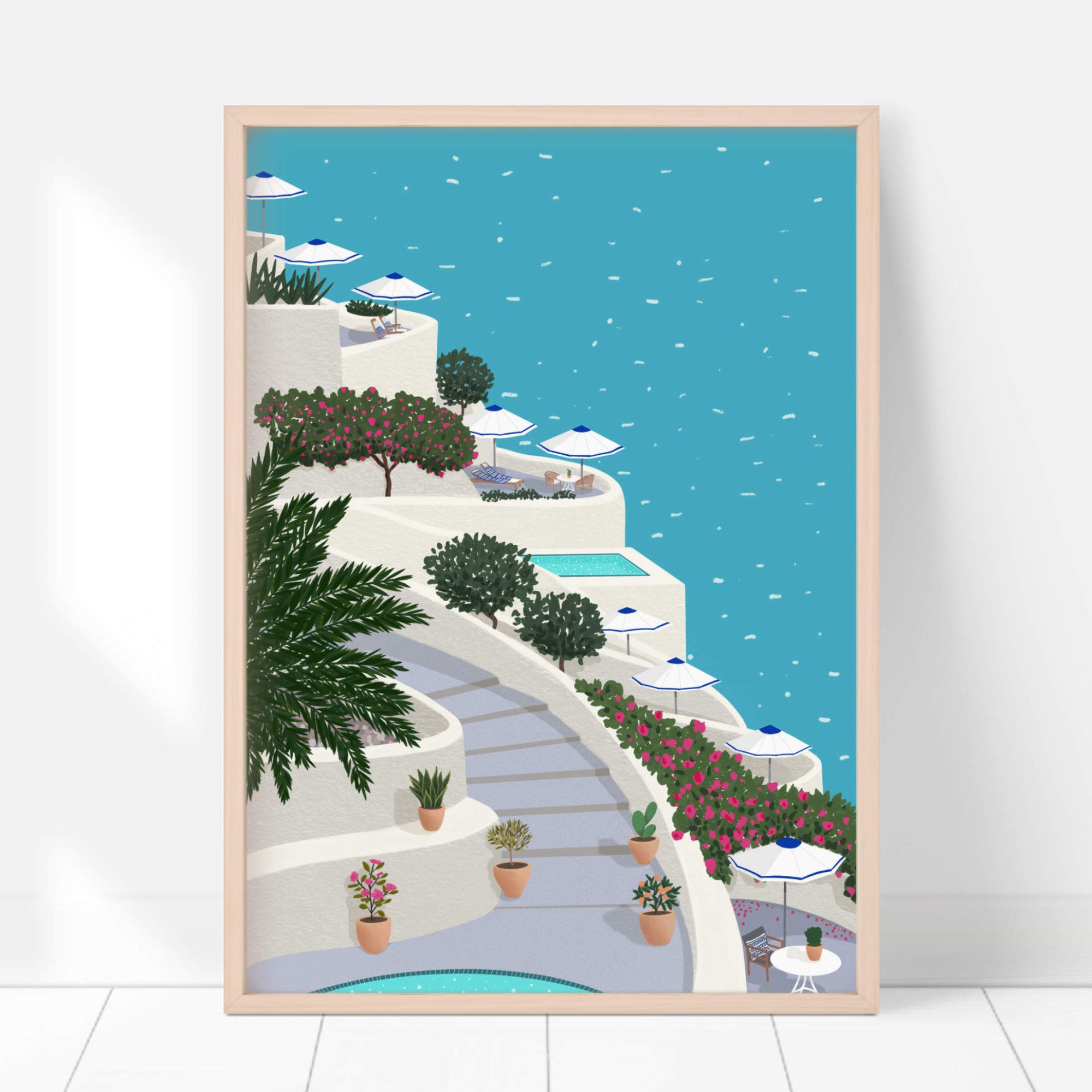 Greece Wall Art - Santorini Travel Print