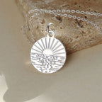 Happy Place Sunset Ocean Necklace in Sterling Silver