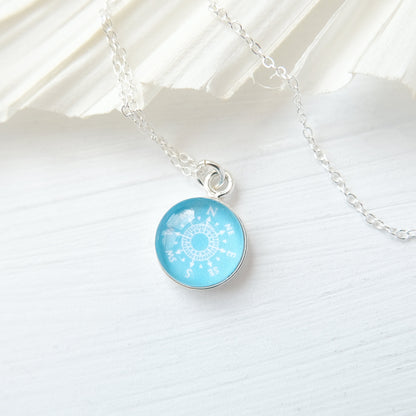 Sterling Silver Turquoise Blue Compass Necklace