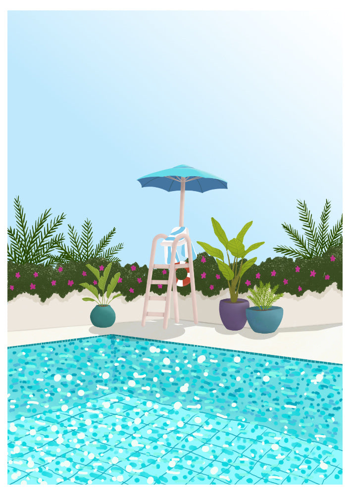 Botanical Swimming Pool Art Print