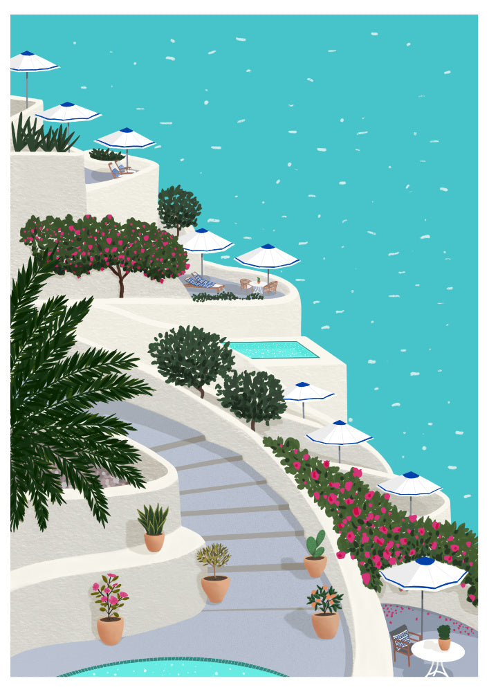 Greece Wall Art - Santorini Travel Print