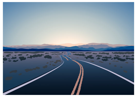 Wanderlust Sunset Open Road Travel Art