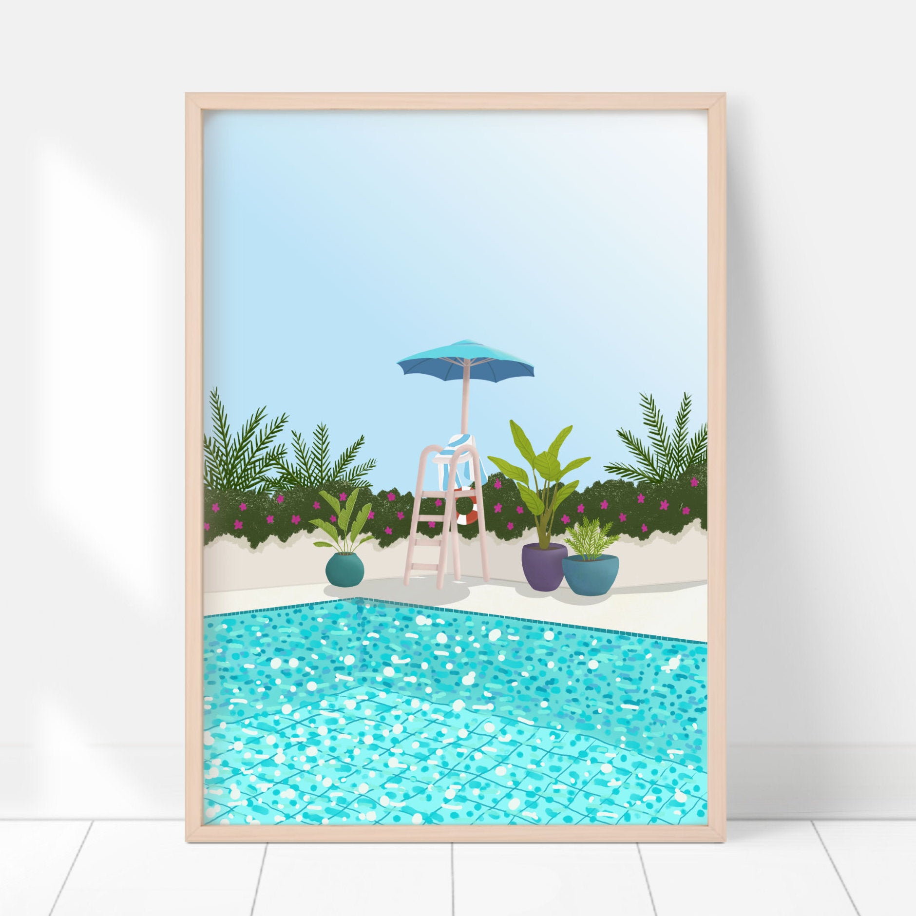 Botanical Swimming Pool Art Print