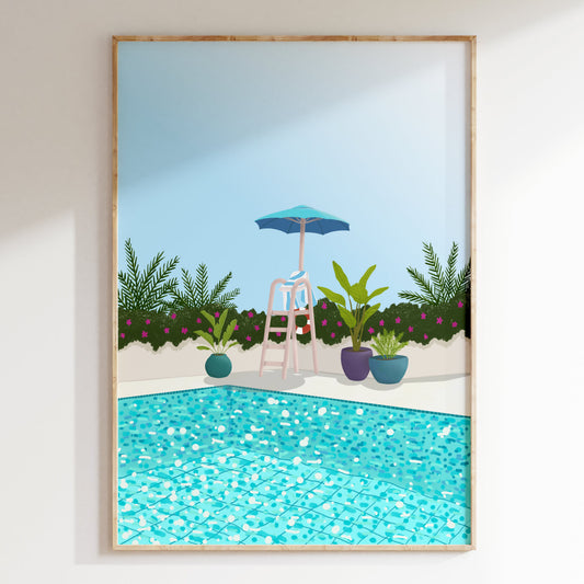 Botanical Swimming Pool Art Print