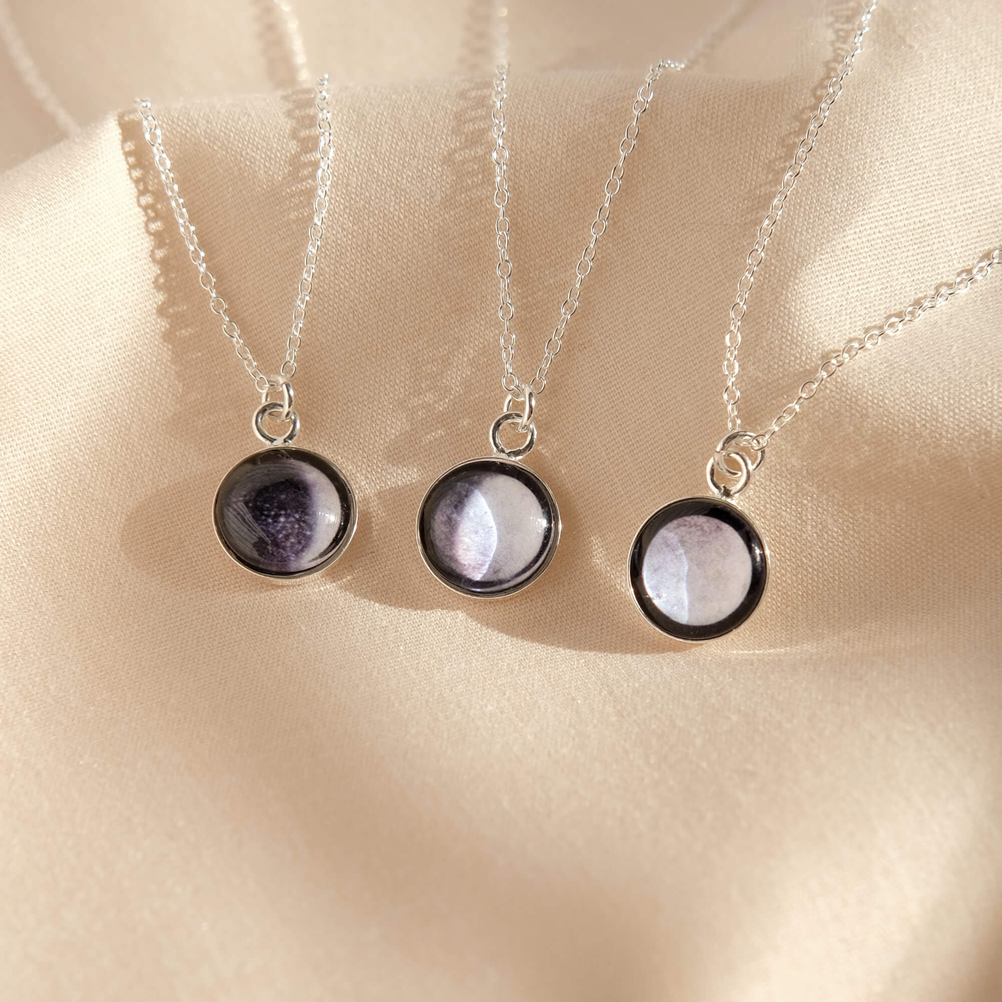 Sterling Silver Triple Moon Moonstone Necklace - Happy Glastonbury |  Crystals & Gems