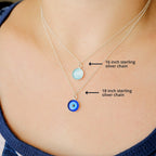 Sterling Silver Wave Necklace - Deep Sea Navy Blue