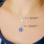 Sterling Silver Wave Necklace - Sea Glass Green