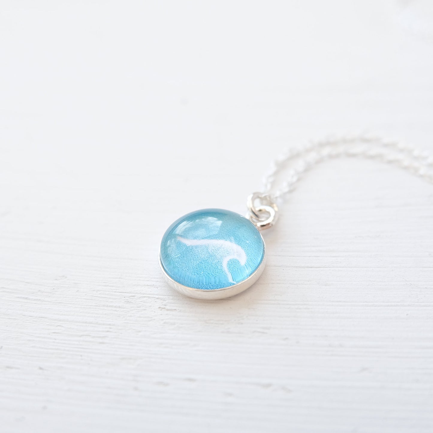Tiny Sterling Silver Turquoise Wave Necklace