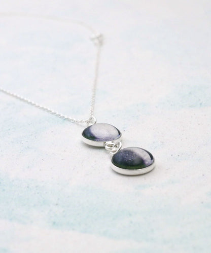 Double Moon Phase Necklace Side View
