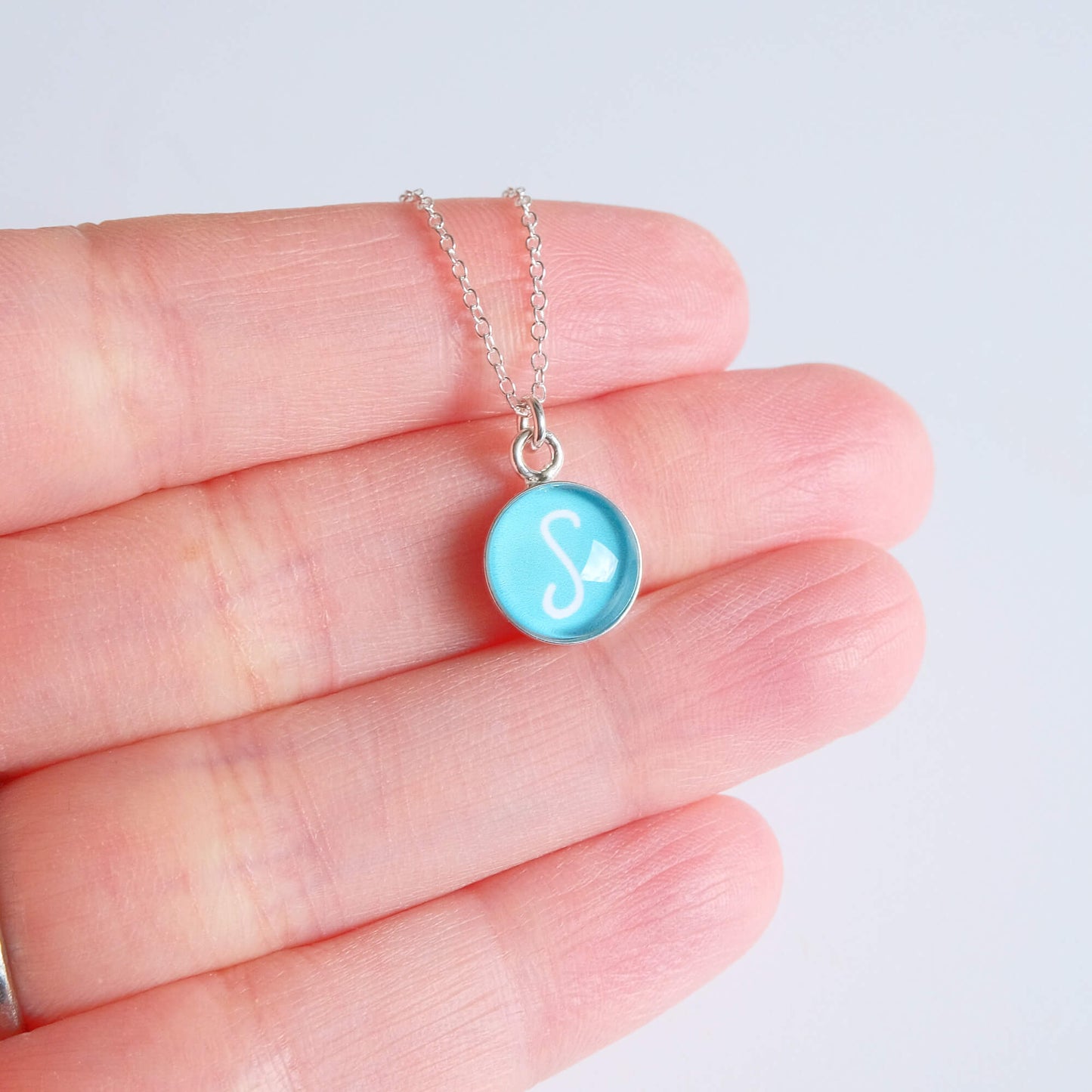 Sterling Silver Colour and Initial Necklace