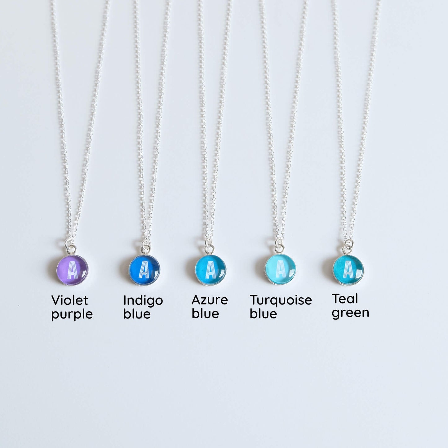 Sterling Silver Colour and Geometric Initial Necklace