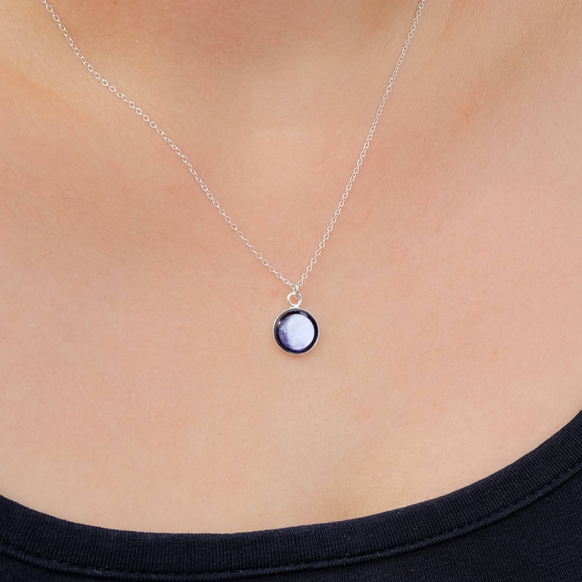Sterling Silver Personalised Moon Phase Necklace